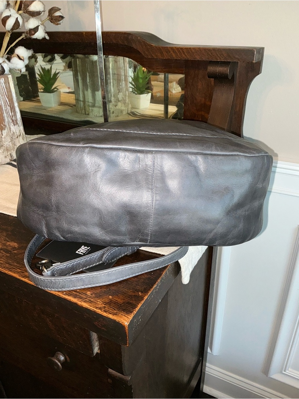 NWT Frye Melissa Leather Hobo Crossbody Shoulder Bag Carbon Gray MSRP $388 - Picture 8 of 12